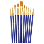 Gold Taklon Paint Brush Value Pack 10Pk Arts & Crafts JB-38626