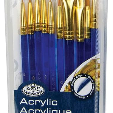 Gold Taklon Paint Brush Value Pack 10Pk Arts & Crafts JB-38626_1