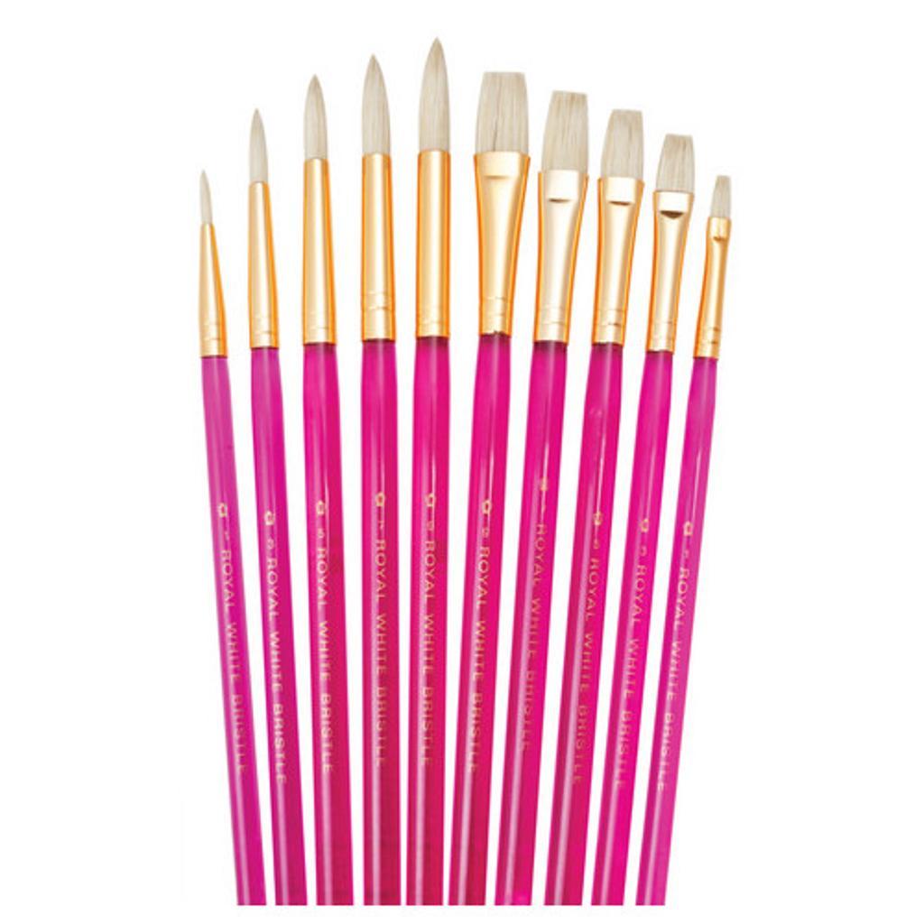 Bristle Paint Brush Value Pack 10Pc Arts & Crafts JB-38628