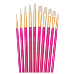 Bristle Paint Brush Value Pack 10Pc Arts & Crafts JB-38628