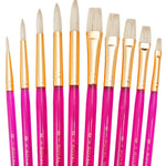 Bristle Paint Brush Value Pack 10Pc Arts & Crafts JB-38628
