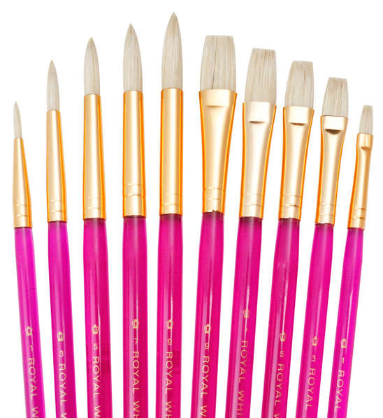 Bristle Paint Brush Value Pack 10Pc Arts & Crafts JB-38628