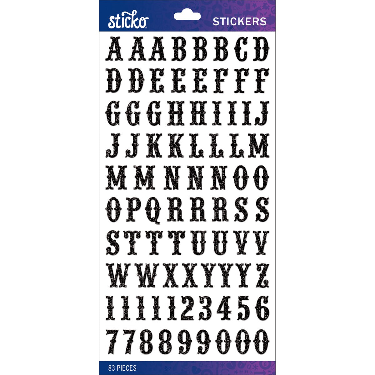 Sticko Alphabet Stickers-Black Glitter Carnival Small Arts & Crafts JB-39466