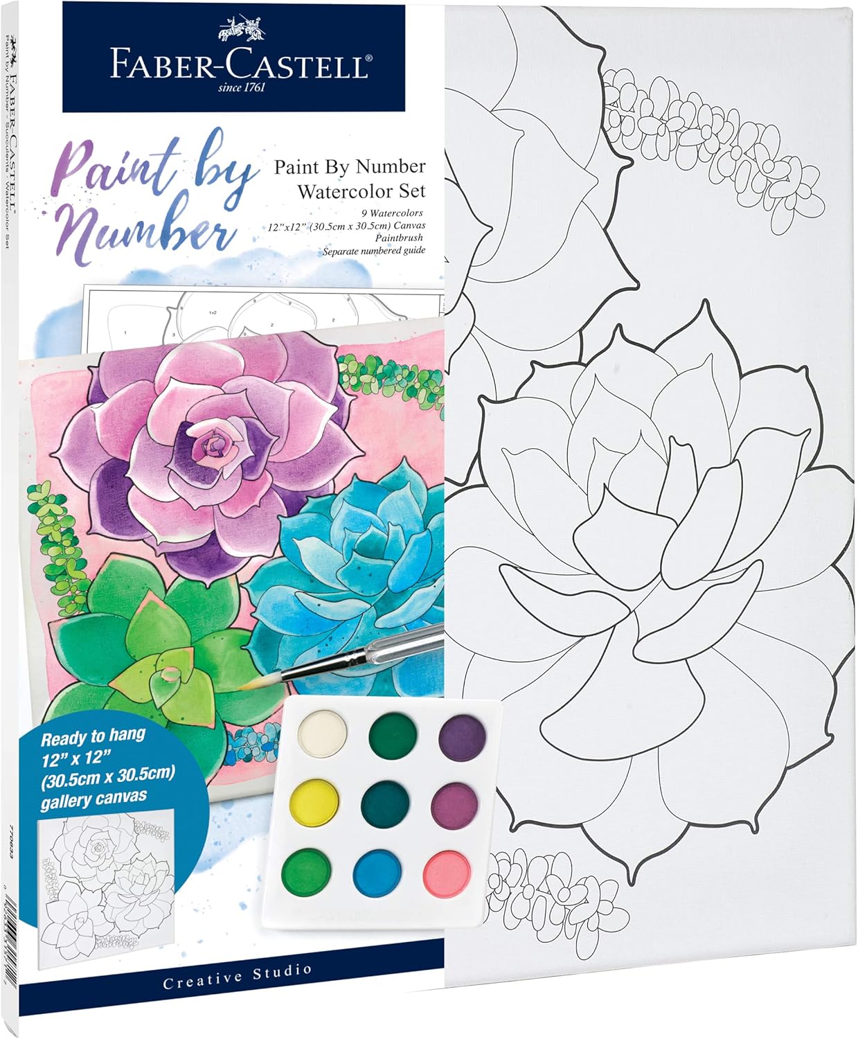 Paint By Number Watercolor Sets, Succulents JB-39814_24e0865f-b3d8-4a8c-a786-f1e4124fc21a