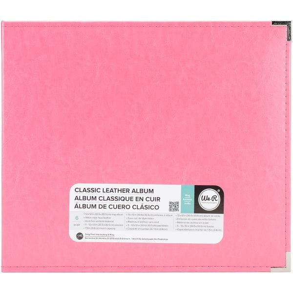 Scrapbook Album - 12X12 Leather D-Ring (Strawberry) JB-40003