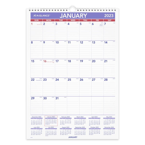 AT-A-GLANCE Monthly 2023 RY Wall Calendar, Medium, 12" X 17" JB-40664_5dac9ec4-ab05-4dfa-bafd-5474455fd06b