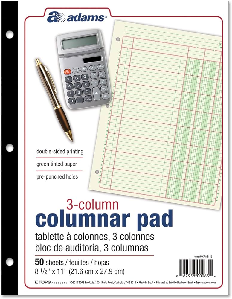 3 Column Columnar Pad JB-40668