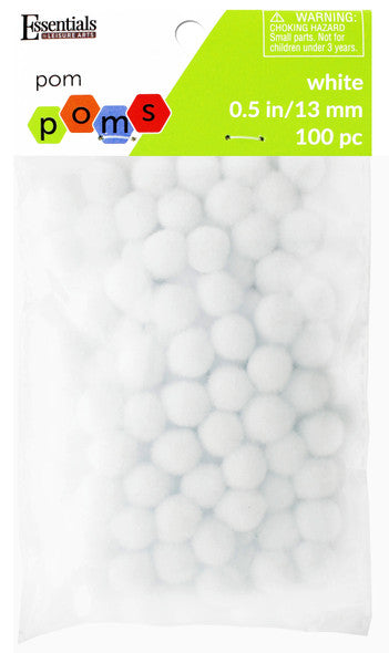 1/2" White Pom Poms JB-40912
