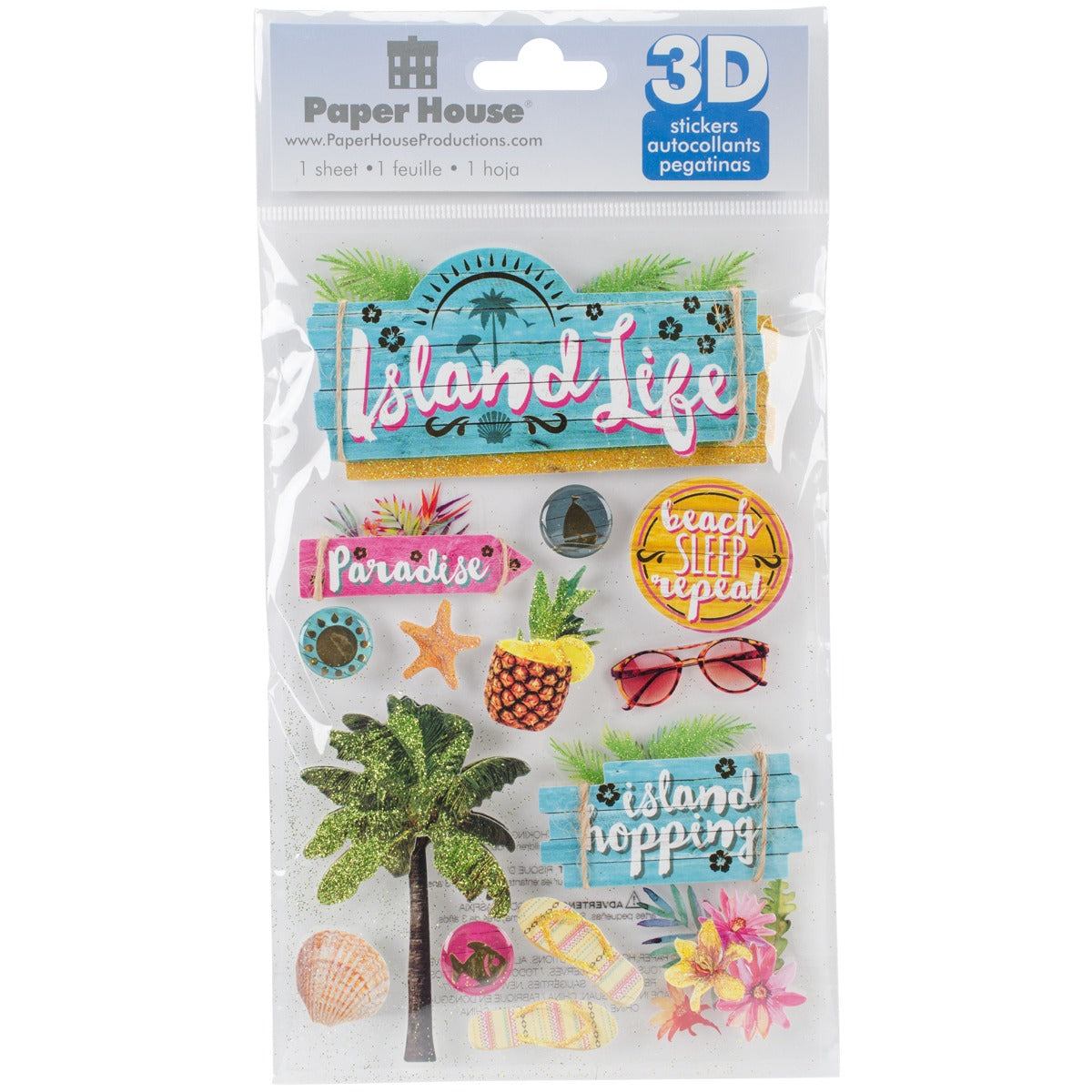 Paper House 3D Stickers 4.5"X7.5" -Island Life Arts & Crafts JB-41170