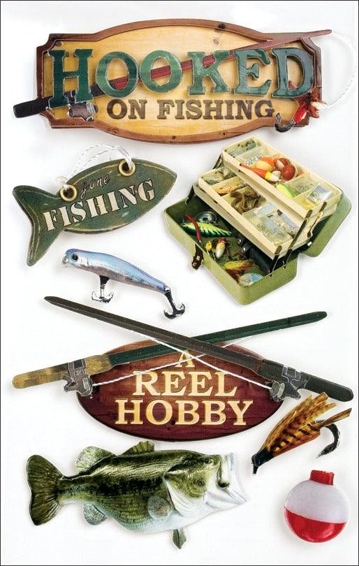 Paper House 3D Stickers 4.5"X7.5" -Hooked On Fishing JB-41191_0fba78fb-7b57-477b-b9db-ddb3c8188f4e