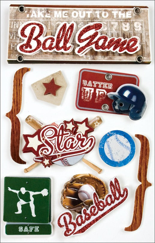 3D Stickers 4.5"X7.5" - Baseball Arts & Crafts JB-41195