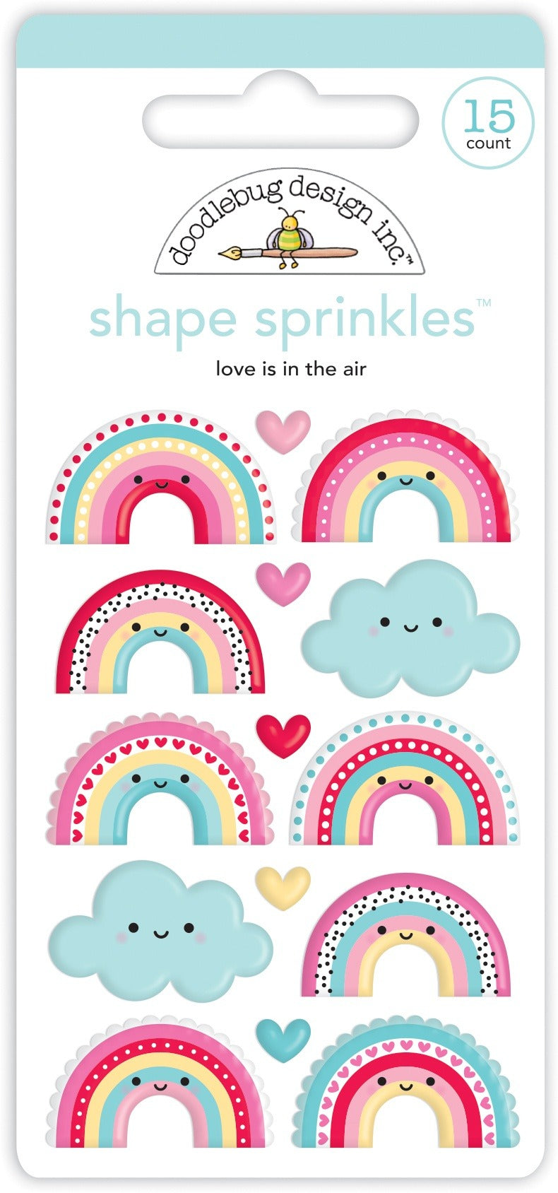 Doodlebug Sprinkles Adhesive Enamel Shapes-Love Is In The Air JB-41197