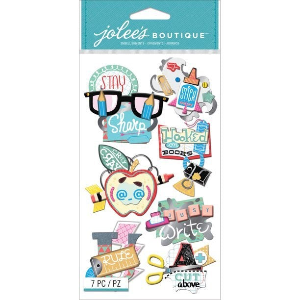 School Words Hooked Books Write Stay Sharp Icons A+ Jolee's Stickers Arts & Crafts JB-41207