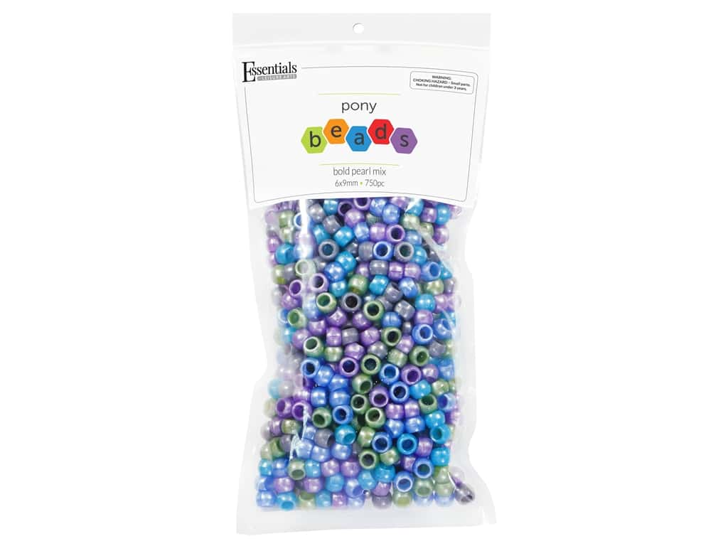 Essentials By Leisure Arts Pony Beads - 6 X 9 Mm Bold Pearl Mix 750 Pc. JB-41295_17eef494-8cea-4c4e-a043-b196fb63d08e