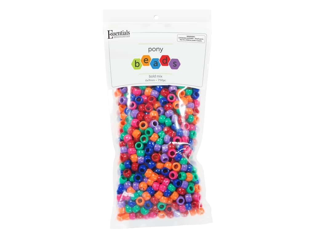 Essentials By Leisure Arts Pony Beads - 6 x 9 mm Bold Mix 750 pc. JB-41299_bbd7aed4-c52f-4b68-8823-79e7c572371c