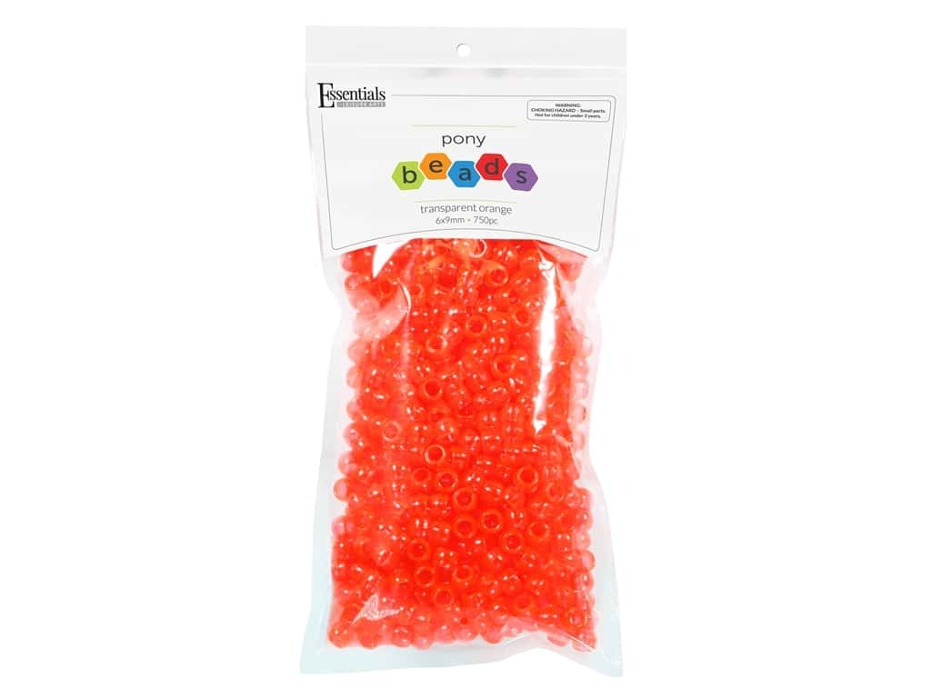 Essentials By Leisure Arts Pony Beads - 6 X 9 Mm Transparent Orange 750 Pc. JB-41304_082d9b33-7f98-45ee-80e7-49240fd78883
