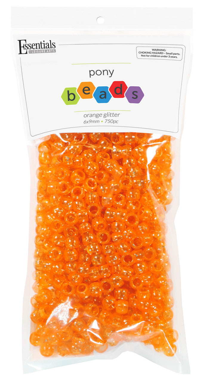 Glitter Orange Pony Beads JB-41325