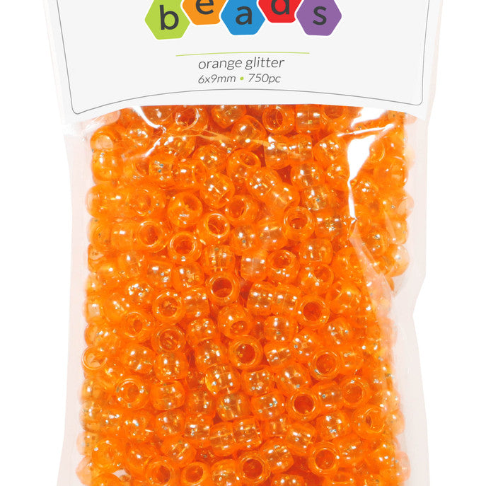 Glitter Orange Pony Beads JB-41325