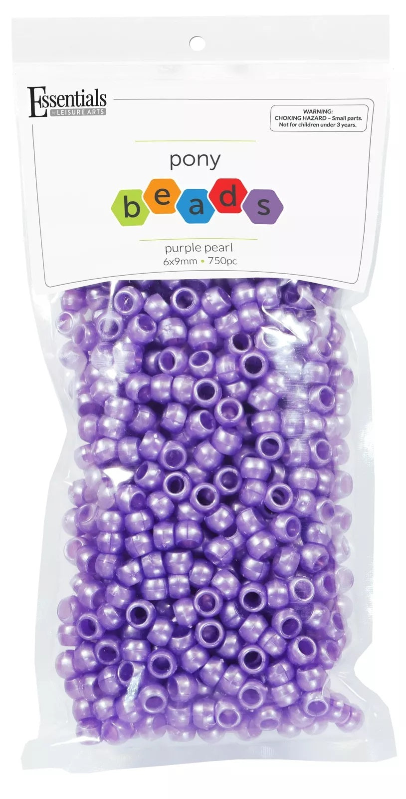 Essentials By Leisure Arts, Pony Bead, 6Mm X 9Mm, Pearl Purple, 750Pc Arts & Crafts JB-41332_a700e1fc-5c4a-4731-95a5-82423bb34d0b