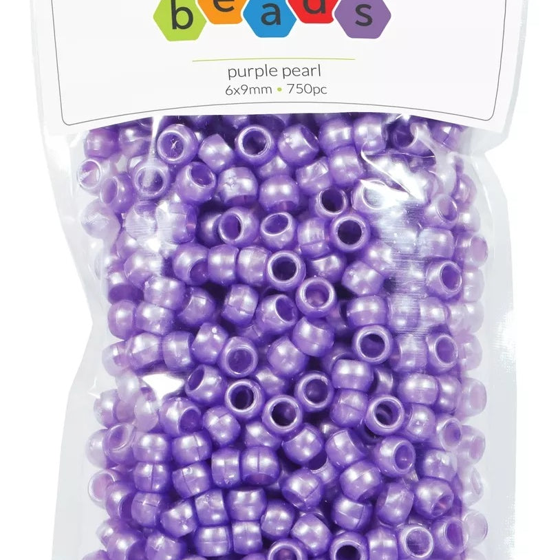 Essentials By Leisure Arts, Pony Bead, 6Mm X 9Mm, Pearl Purple, 750Pc Arts & Crafts JB-41332_a700e1fc-5c4a-4731-95a5-82423bb34d0b