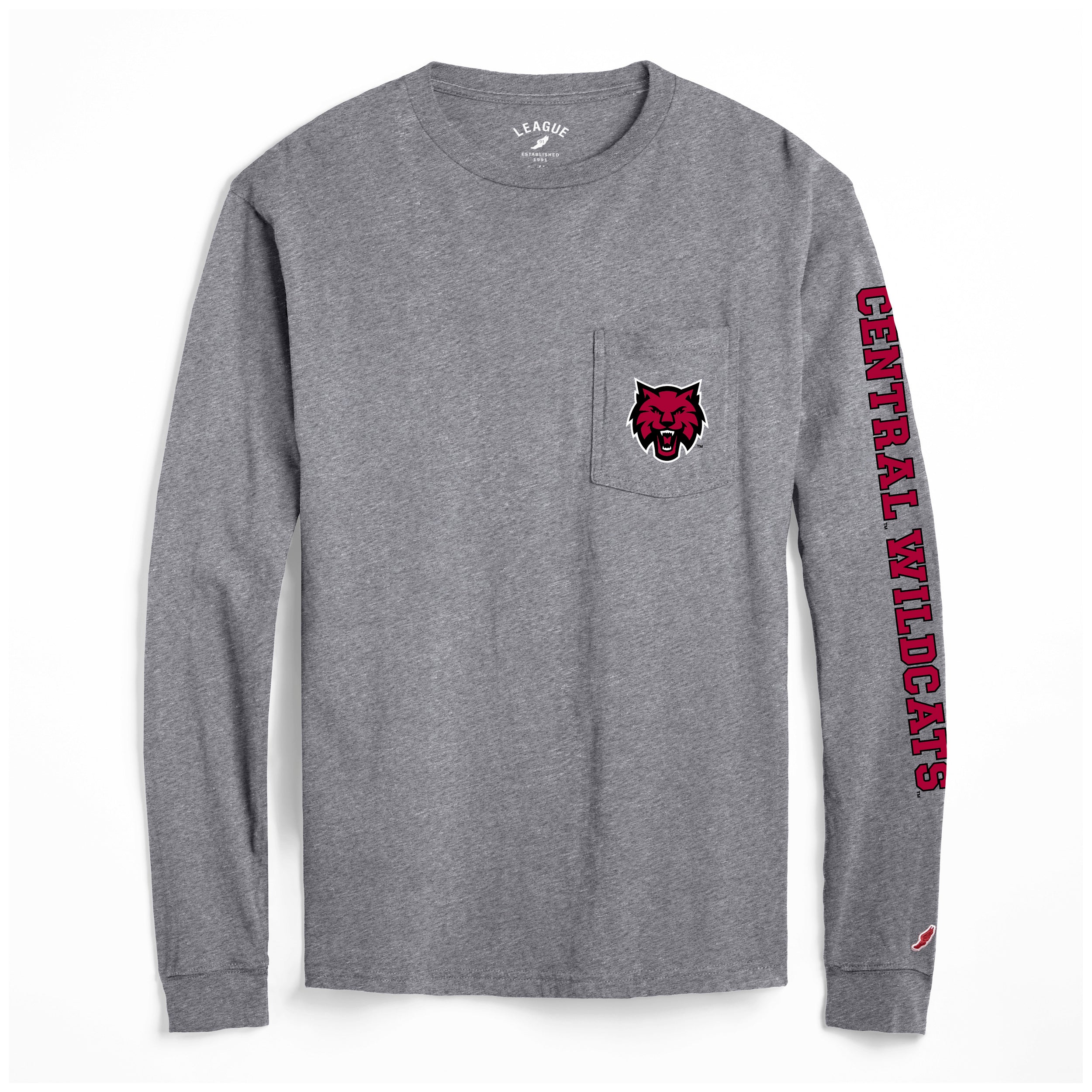 CWU Long Sleeve Shirt W/ Front Pocket & Sleeve Printing JB-41422_FALL_HEATHER