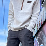 CWU Alumni Cream 1/4 Zip Sweatshirt With Leather Patch JB-42074_2