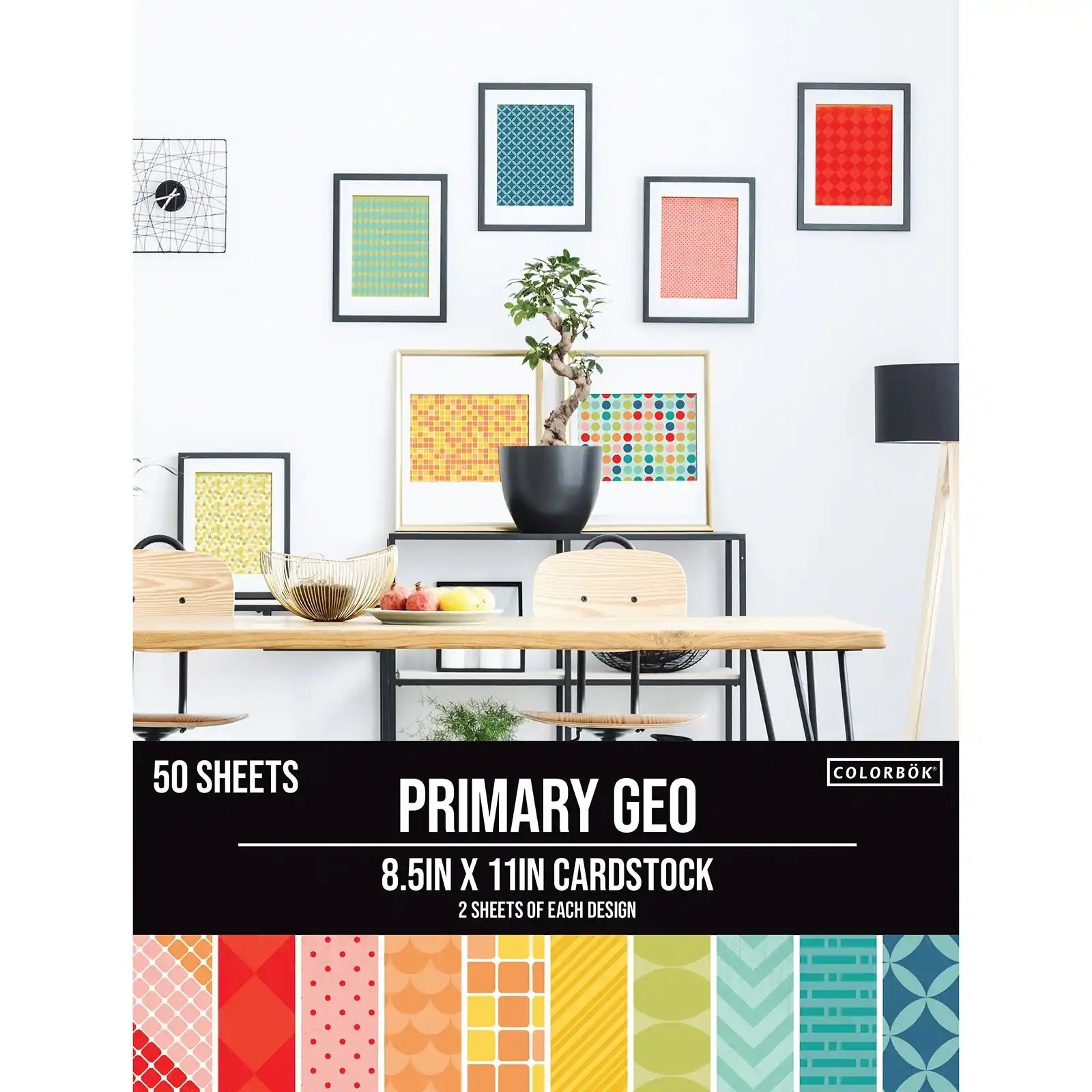 Smooth Cardstock Paper Pad 8.5" X 11" - Primary Geo JB-42168
