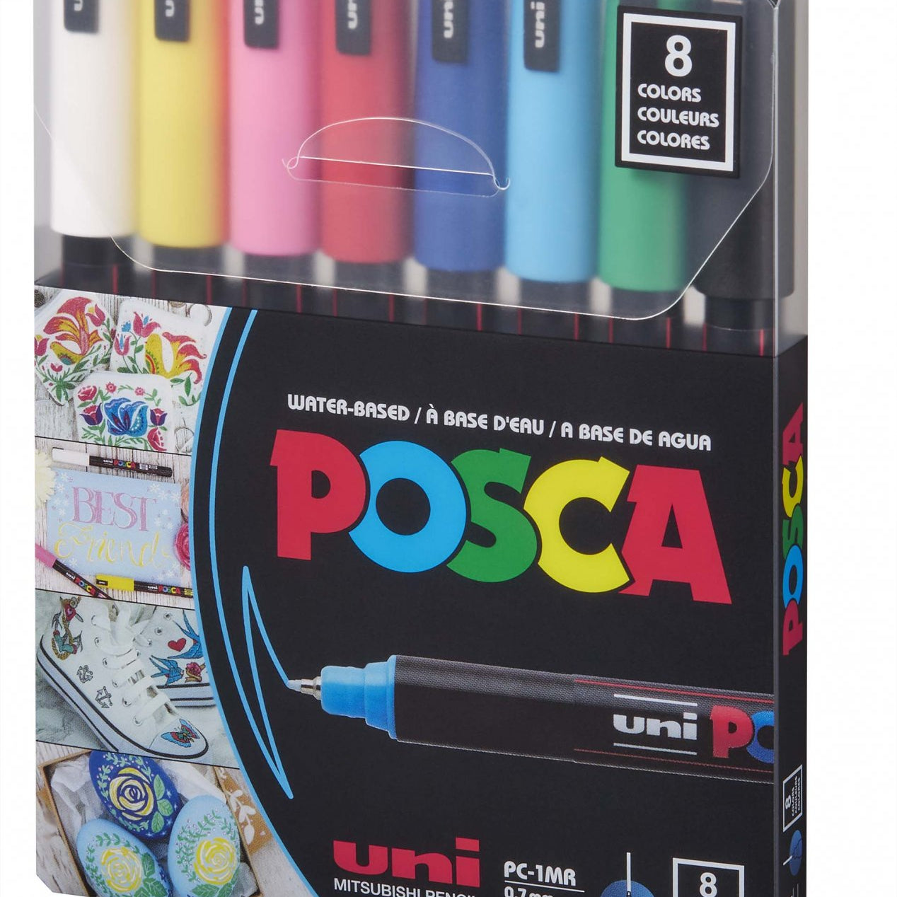 Posca 8Pk Pc-1Mr Water Based Paint Markers Extra Fine Tip 0.7Mm Assorted Colors JB-42250_1