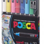 Posca 8Pk Pc-1Mr Water Based Paint Markers Extra Fine Tip 0.7Mm Assorted Colors JB-42250_1