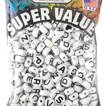 White/Black Alphabet Beads JB-42270