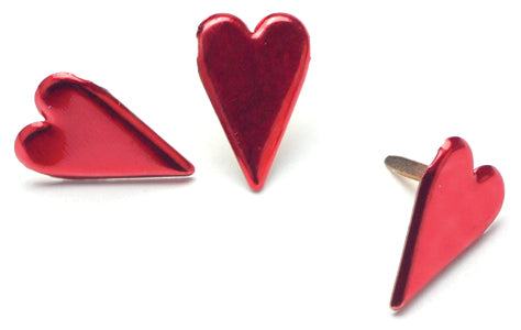 Creative Impressions Painted Metal Paper Fasteners 50/Pkg-Long Hearts - Metallic JB-42276