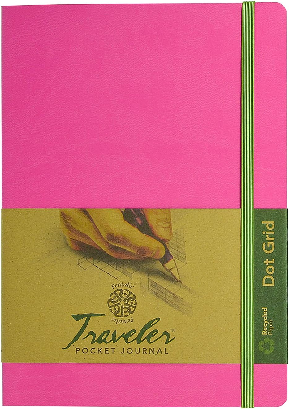 Pentalic 6" X 8" Pocket Dot Grid Traveler Journal, 160 Pages, Bright Pink JB-42291
