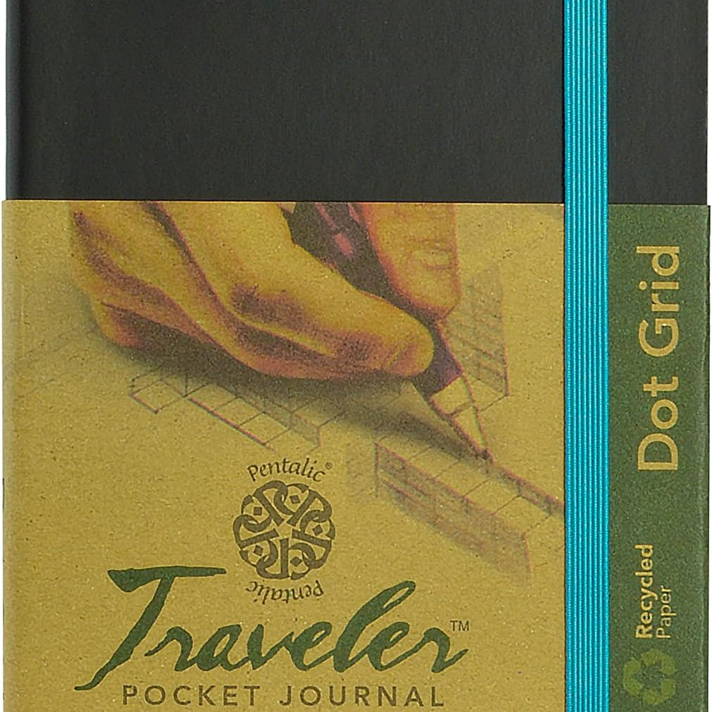 Pentalic Art Acid Free Dot Grid Travelers Sketch Book, 4-Inch X 6-Inch, Black JB-42294