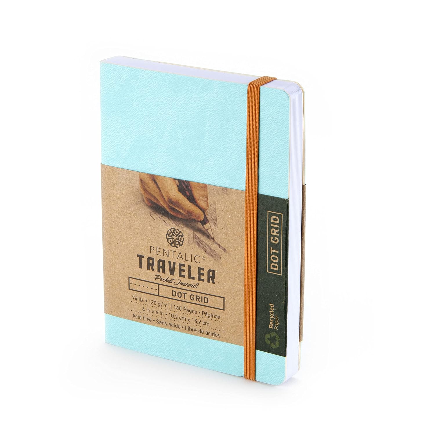 Pentalic 4 X 6" Pocket Dot Grid Traveler Journal, 160 Pages, Turquoise Blue JB-42296