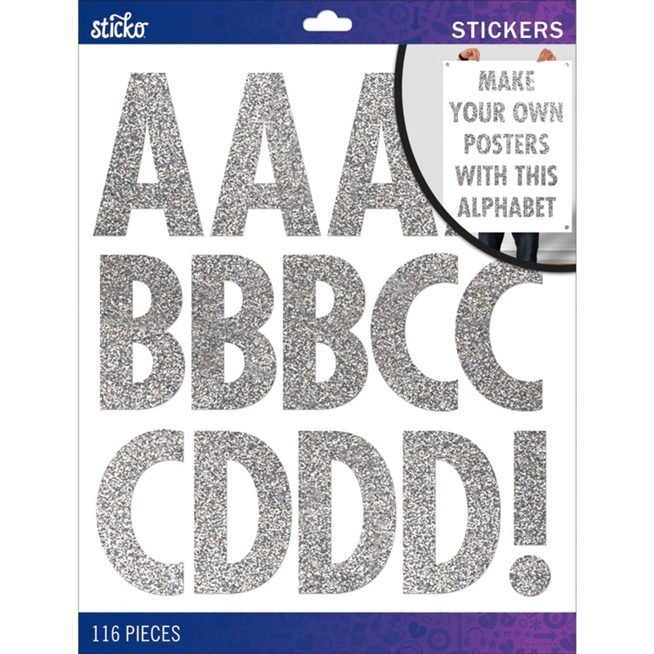 Silver Alphabet Stickers JB-42572