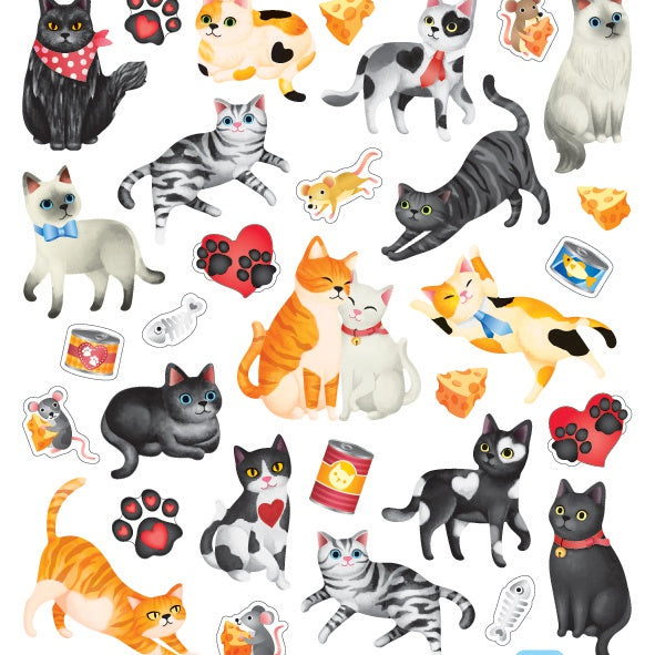 Cat & Hearts Stickers JB-42607