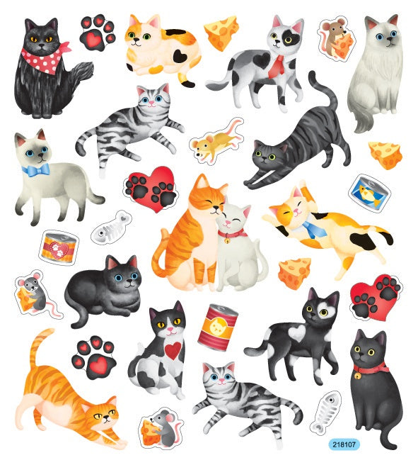 Cat & Hearts Stickers JB-42607