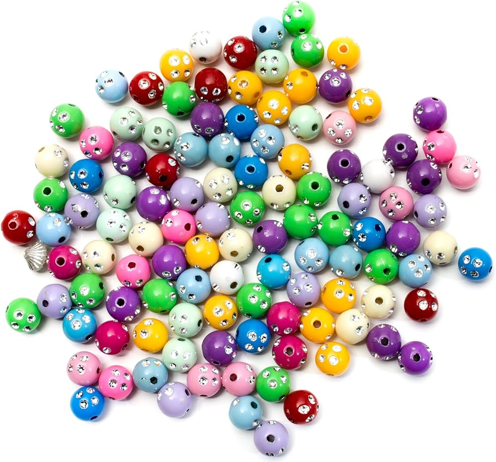 Rhinestone Acrylic Round Beads JB-42641