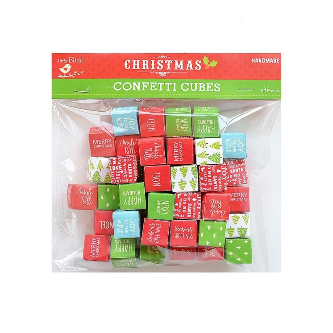 3 Pack Little Birdie Christmas Confetti Cube 50/Pkg-15X15Mm Cr73350 JB-42763