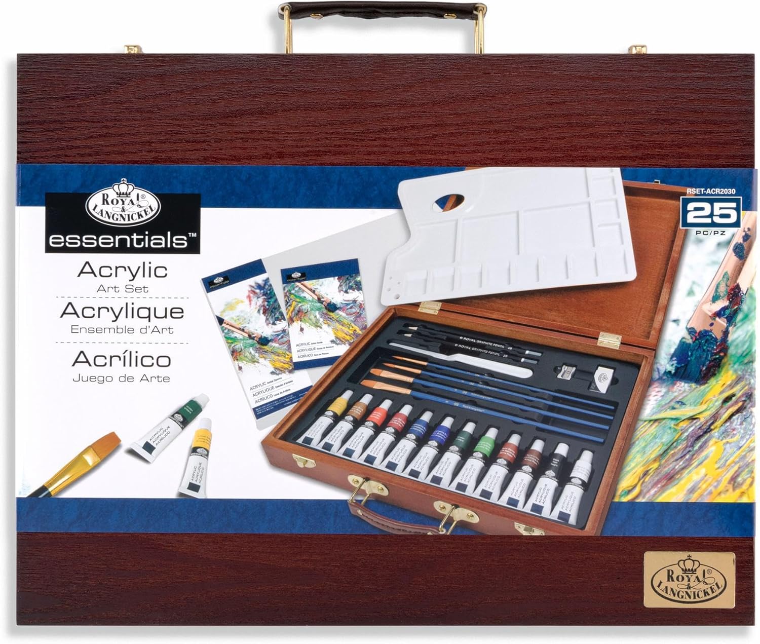 Royal Brush Set - 25 Piece Acrylic Wooden Box Art Set JB-42812