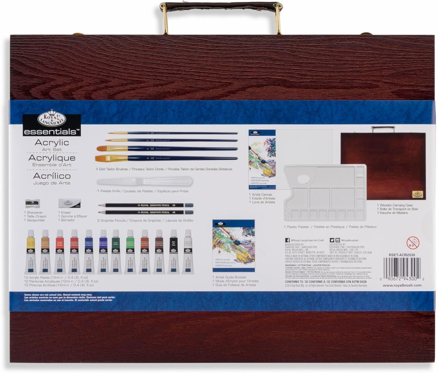 Royal Brush Set - 25 Piece Acrylic Wooden Box Art Set JB-42812_3