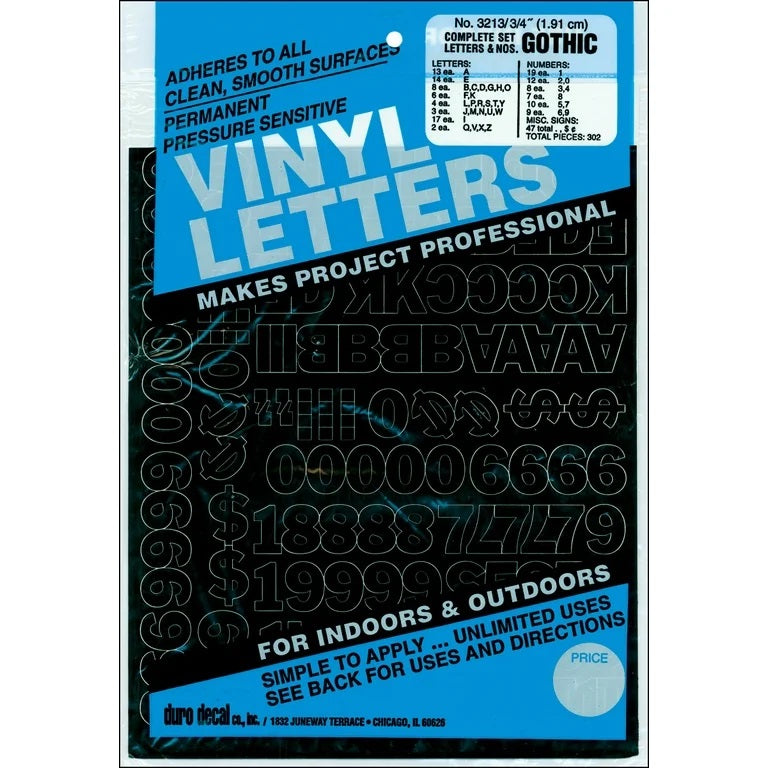 .75 Black Vinyl Letters/Number JB-42829