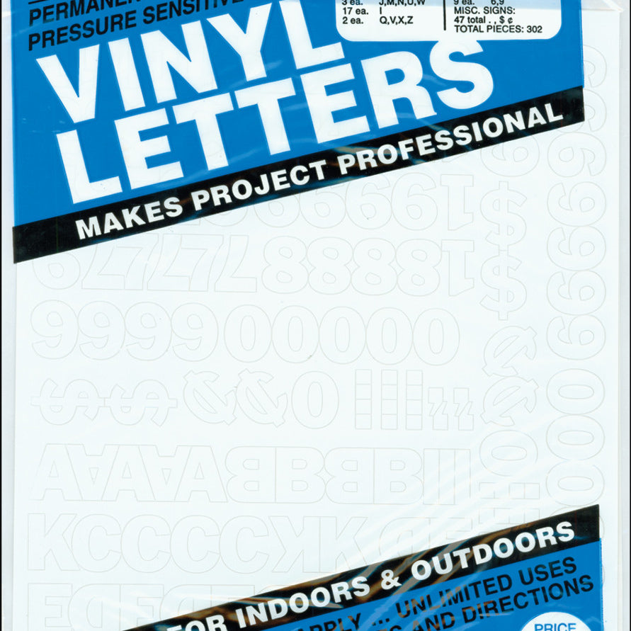 .75 White Vinyl Letters/Number JB-42830