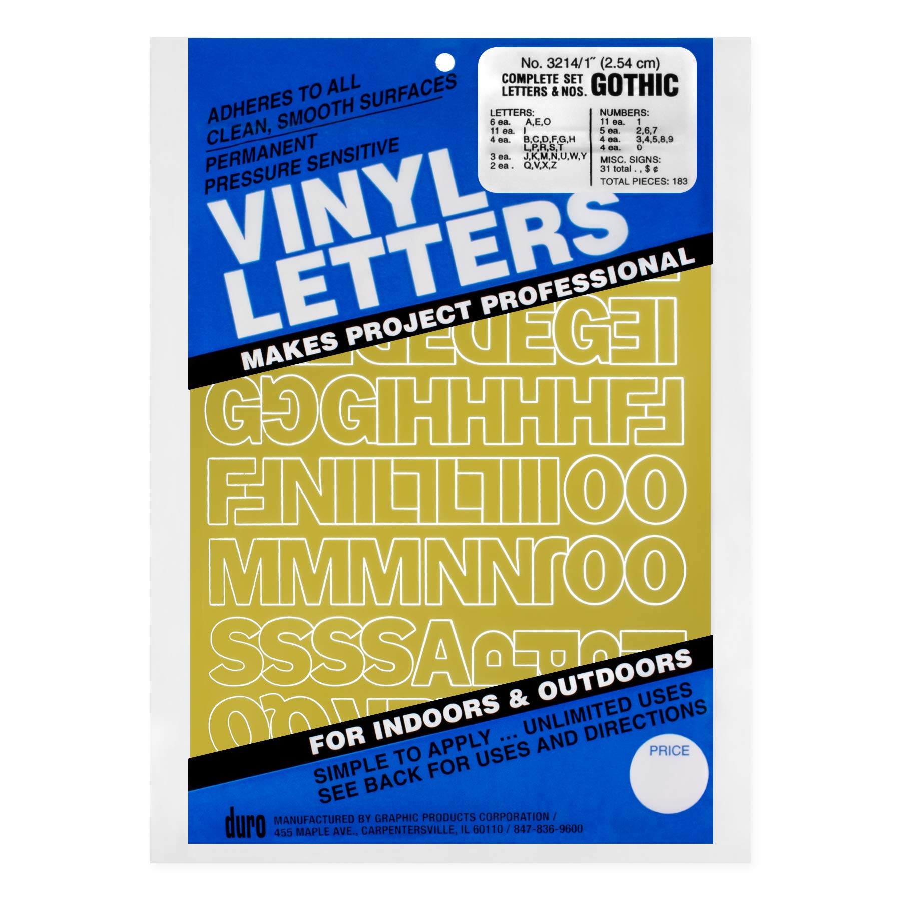 1" Gold Vinyl Letters/Number JB-42832