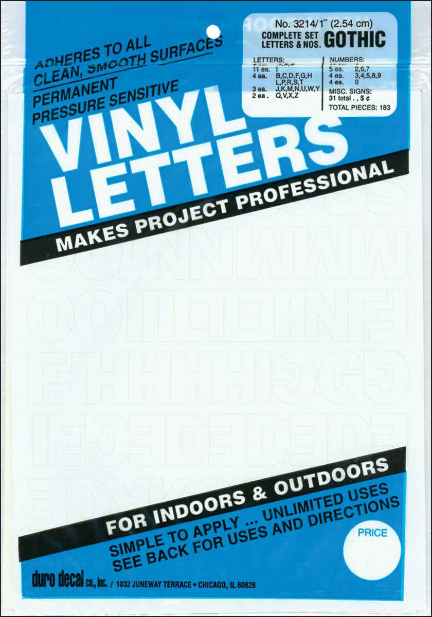1" White Vinyl Letters/Number JB-42833