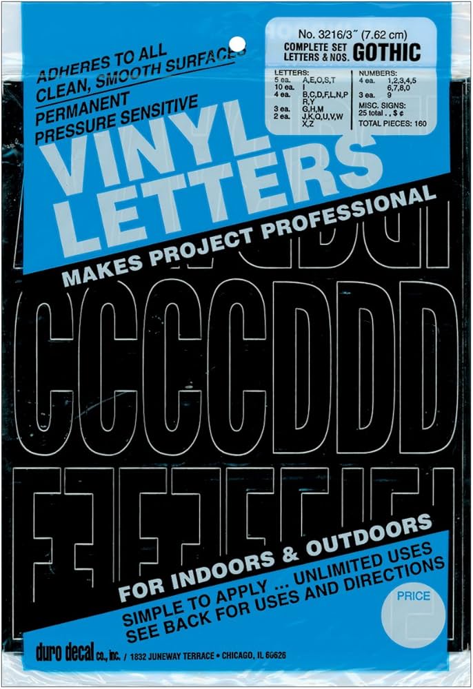 3" Black Vinyl Letters/Number JB-42837