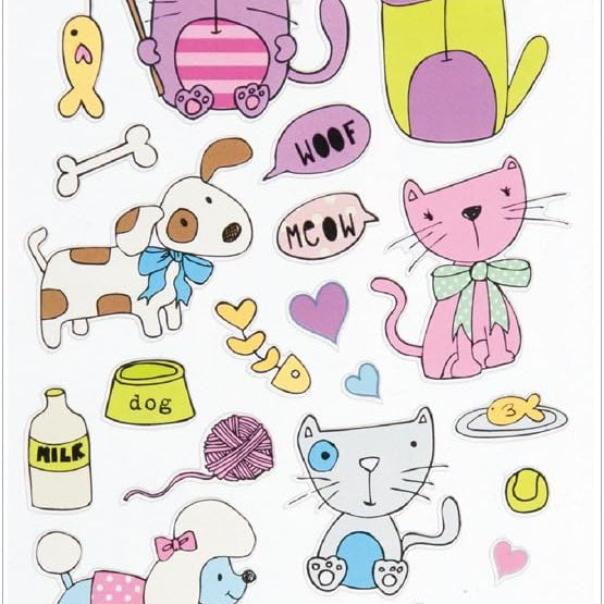 Ek Success Brands Decorative Sticko Stickers, Cats And Dogs JB-42958