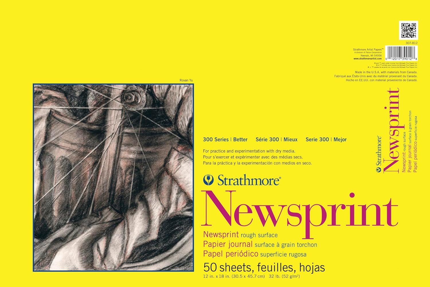 Strathmore 300 Series Newsprint Paper Pad 12"X18" JB-42964