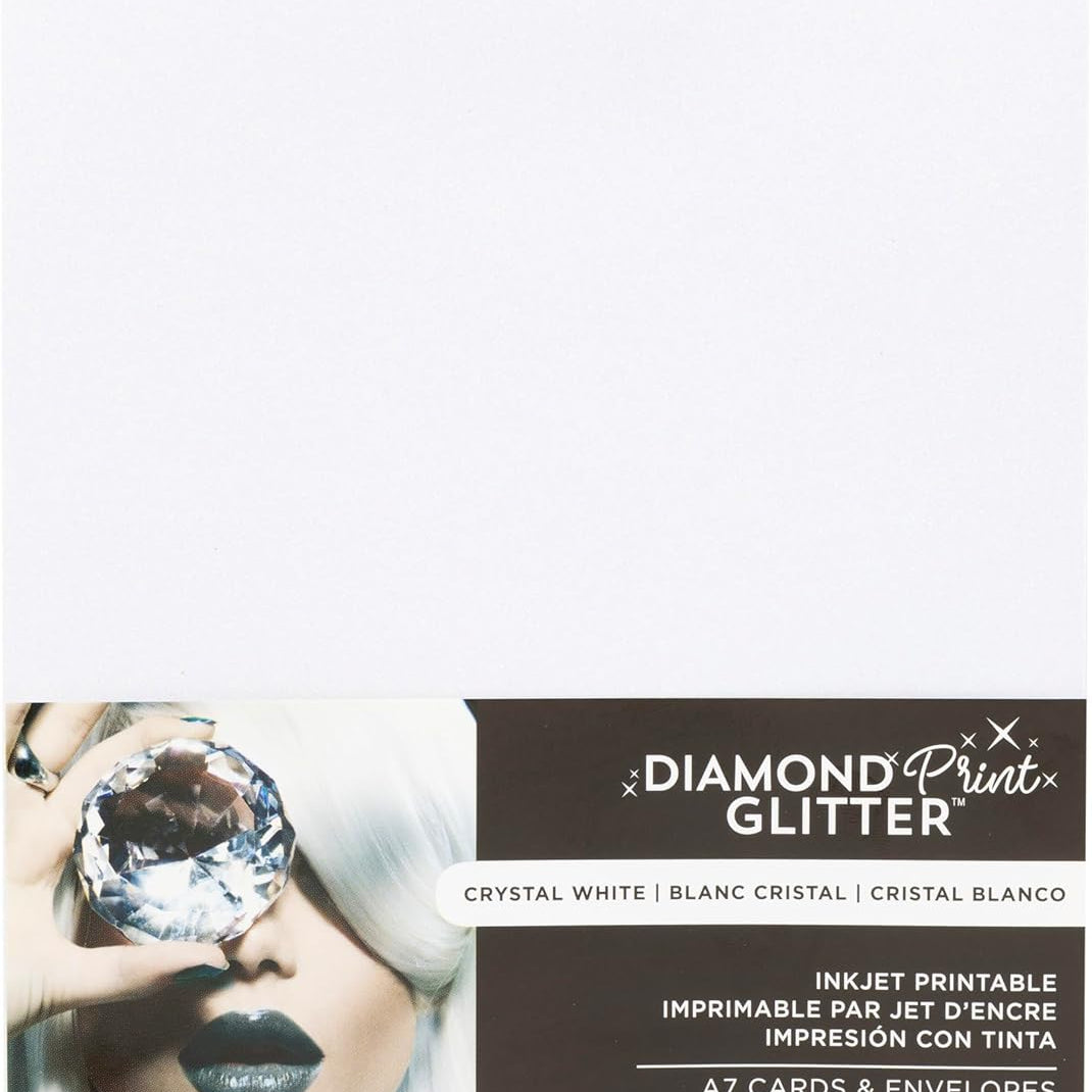Blank Cards And Envelopes - 5X7 Printable Glitter White Mailers, Set Of 10 JB-43102