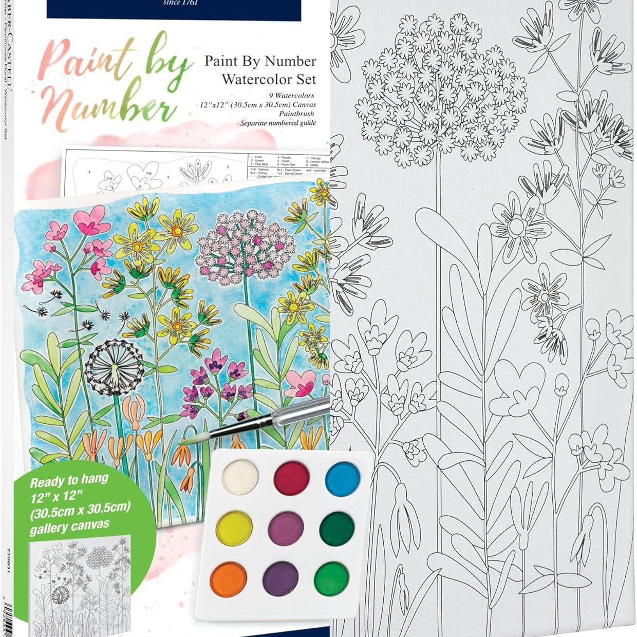 Watercolor Paint By Number Farmhouse Floral - Diy Number Painting JB-43110